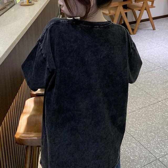 ビッグシルエット ジャンキープリント ピグメント 半袖 Tシャツ 古着風 フライドポテト カレッジロゴ