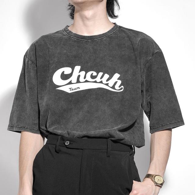 ビッグシルエット ジャンキープリント ピグメント 半袖 Tシャツ 古着風 フライドポテト カレッジロゴ