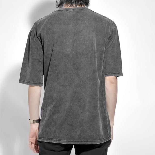 ビッグシルエット ジャンキープリント ピグメント 半袖 Tシャツ 古着風 フライドポテト カレッジロゴ