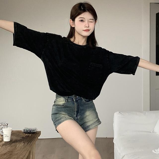 ビッグシルエット ジャンキープリント ピグメント 半袖 Tシャツ 古着風 フライドポテト カレッジロゴ