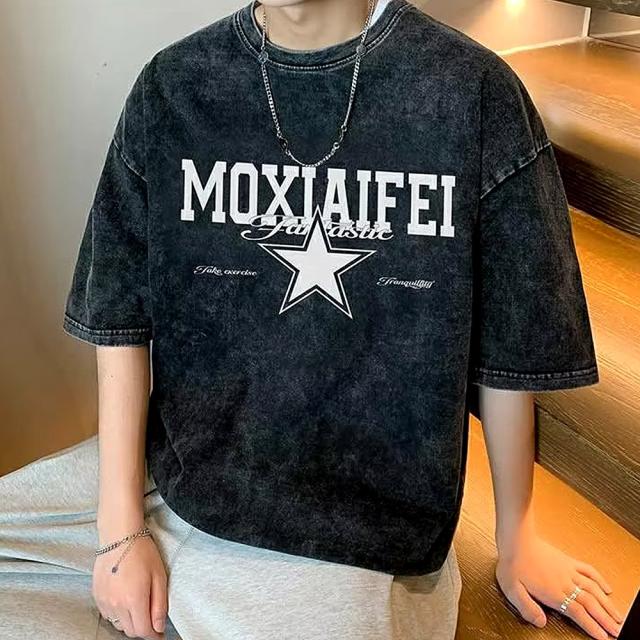 ビッグシルエット カレッジロゴプリント ピグメント 半袖 Tシャツ 古着風