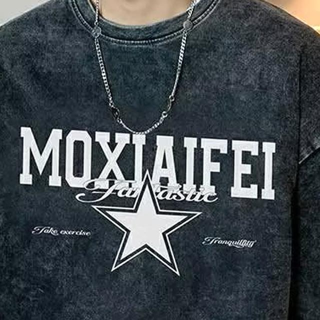 ビッグシルエット カレッジロゴプリント ピグメント 半袖 Tシャツ 古着風