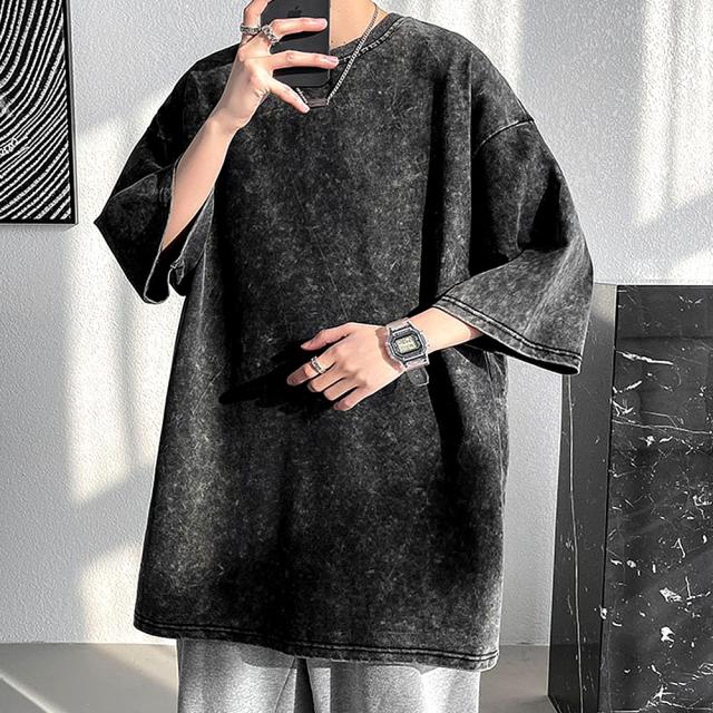 ビッグシルエット シンプルピグメント 半袖 無地Tシャツ 古着風