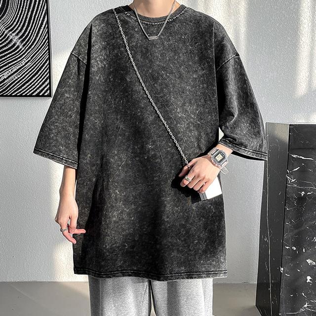 ビッグシルエット シンプルピグメント 半袖 無地Tシャツ 古着風