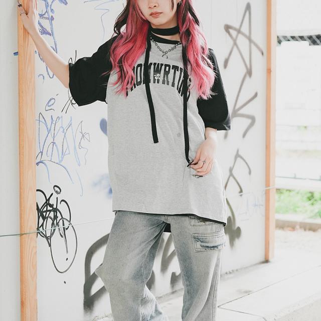 カレッジロゴ オーバーサイズ シック Tシャツ