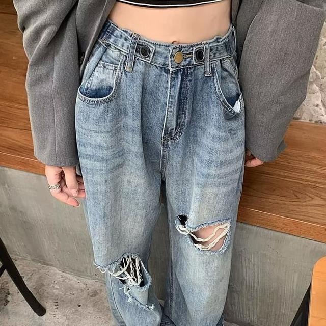 ルーズクラッシュ ダメージ デニム パンツ