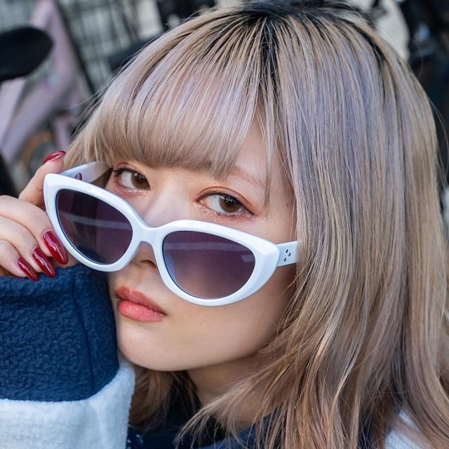 オーバル キャットアイ カラーレンズ サングラス Y2K