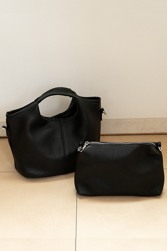 ラウンドハンドル 2WAY ミニトートバッグ(ポーチ付き)
