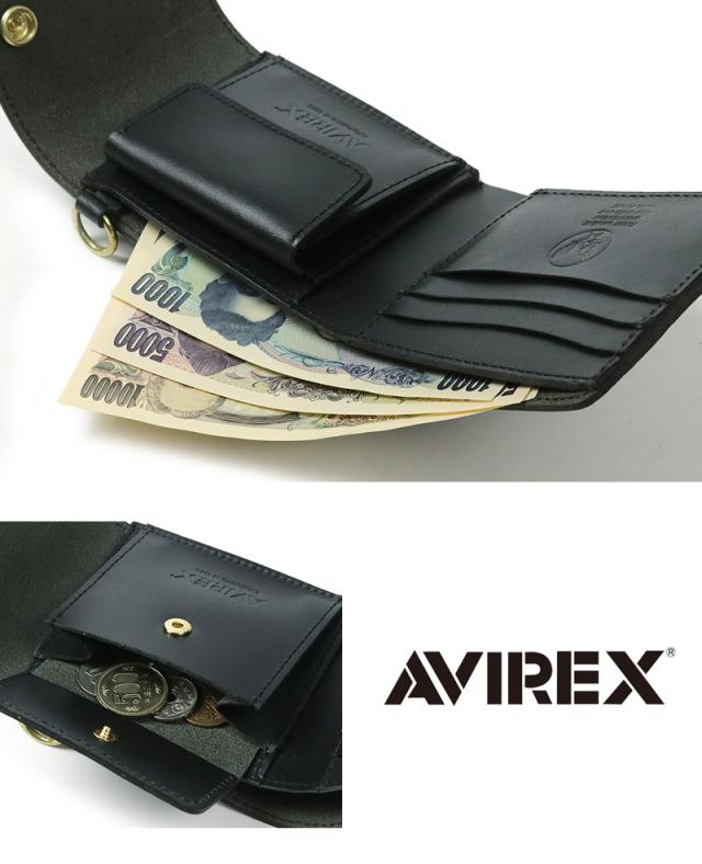 三つ折り財布 AVIREX メンズ 小銭入れあり 財布 革 本革 レザー 男女兼用 ユニセックス ブランド アヴィレックス AX9300 ファーネ2 FAHNE2 アビレックス ミリタリー 人気