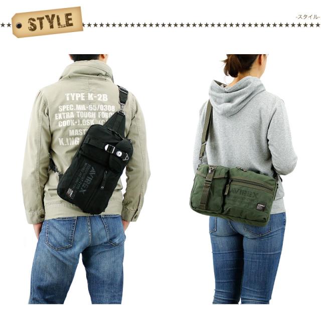 ボディバッグ ショルダーバッグ 2WAY AVIREX メンズ レディース 男女兼用 ユニセックス ワンショルダーバッグ 斜めがけバッグ アヴィレックス AVX3522 イーグル EAGLE アビレックス 黒 ベージュ カーキ ブラック