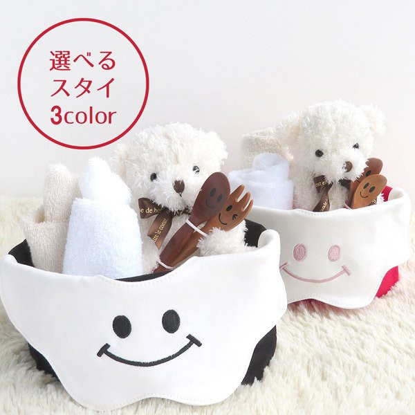 【出産祝い】スタイ オーガニックハンドタオル2枚 トートバッグ スプーン&フォーク 4点セット クマのぬいぐるみ付き 男の子 女の子 ベビーギフト 名入れなし