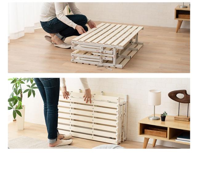 クローゼットに収納できる 4つ折り すのこベッド 折りたたみ