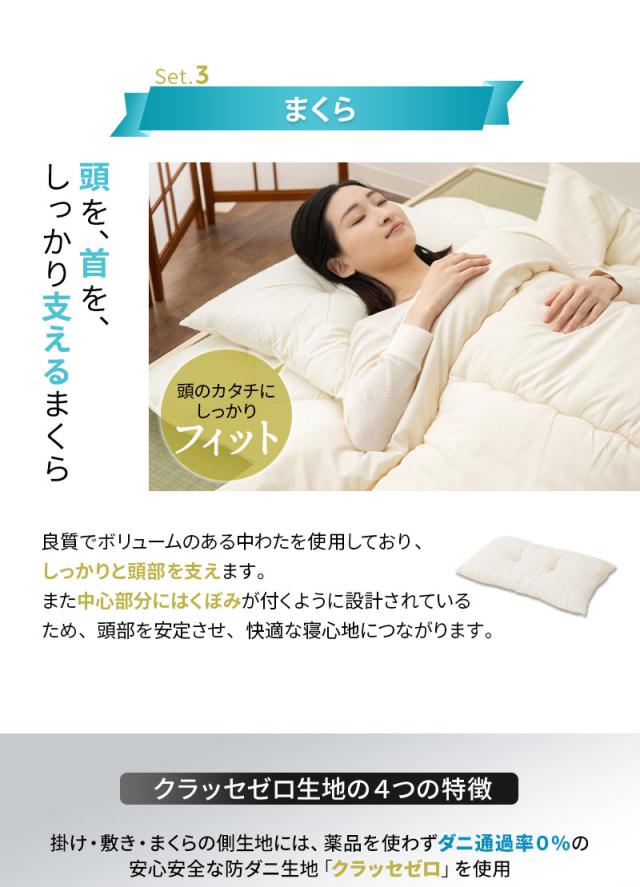 日本製 強力 防ダニ 布団6点セット シングルサイズ クラッセゼロ