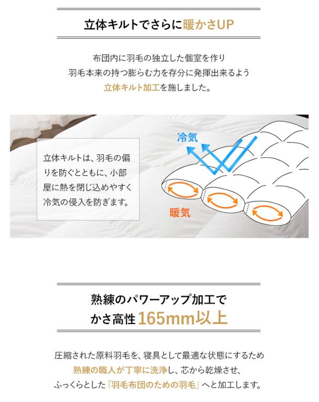 日本製 ロイヤルゴールドラベル 羽毛布団 セミダブル 収納ケース付き 高品質 ハイブリッド