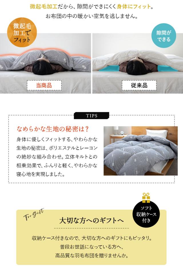 日本製 ロイヤルゴールドラベル 羽毛布団 シングル 収納ケース付き 非圧縮