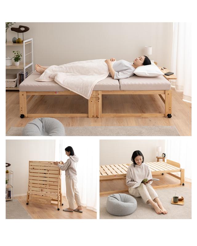 折りたたみヒノキのすのこベッド シングル ハイタイプ 日本製 天然木 木製 折りたたみベッド ベッドフレーム