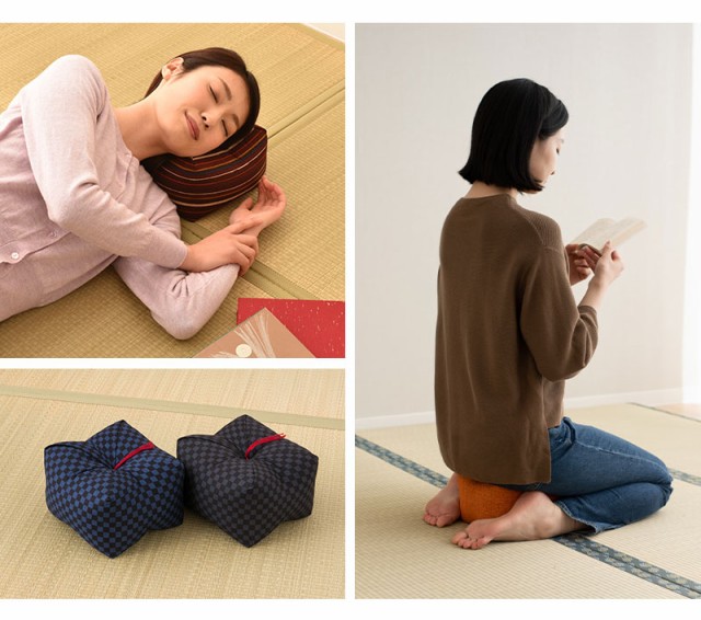 正座クッション 正座椅子 そば殻枕 ごろ寝枕 小 日本製 国産 そばがら 綿100% 軽量 正方形 あぐら テレビ しびれ対策