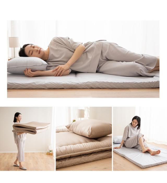 エムールカラー アンダーマットレス 敷き布団 シングル 日本製 綿100% 三つ折り 折りたたみ 極厚 OKADA