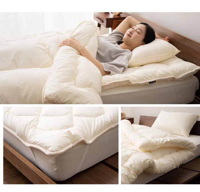 洗える布団シリーズ ベッド用 布団4点セット ダブル 日本製 洗える 丸洗い 掛け布団 ベッドパッド 枕 組布団 OKADA