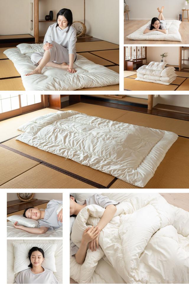 省スペース 布団セット シングル 小さめ コンパクト 日本製 抗菌 防臭 防ダニ 綿100% 掛け布団 敷き布団 枕 3点セット