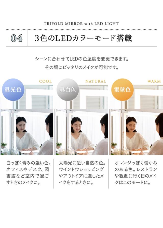 LEDライト付き ドレッサー セット 鏡台 デスク テーブル スツール 三面鏡 女優ミラー 鏡 ミラー スタンド 