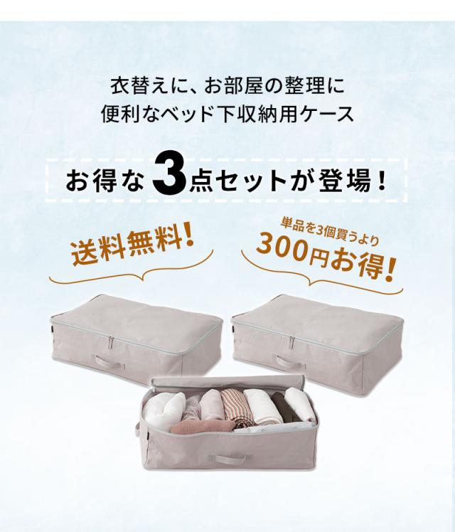 ベッド下収納ケース 3点セット 破けにくい 衣類 靴 雑貨 小物 おもちゃ 小分け 整理 衣替え 引っ越し 新生活 オフシーズン