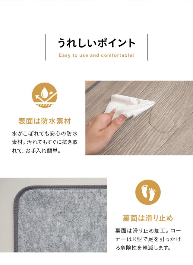 ホットキッチンマット 180×45cm 日本製 防水 抗菌 防カビ 滑り止め付き 温度制御 パネルヒーター 薄型 軽量 省エネ