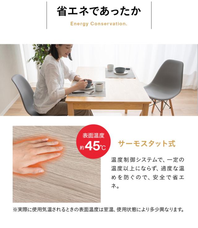 ホットテーブルマット 110×60cm 日本製 防水 抗菌 防カビ 滑り止め付き 温度制御 キッチンマット パネルヒーター 薄型 軽量 省エネ