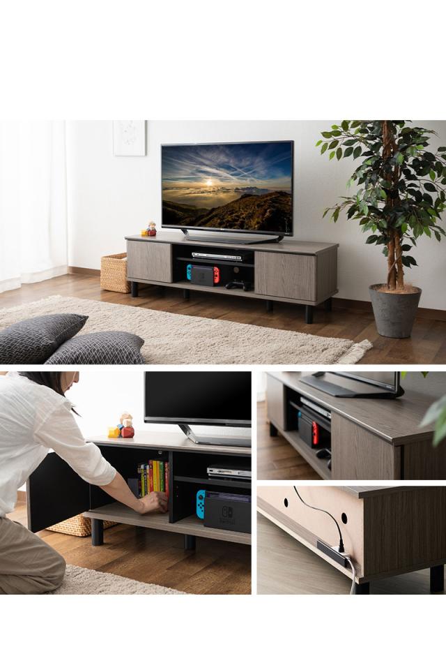 テレビボード テレビ台 ローボード 幅137cm 木目 ヴィンテージ 収納扉 配線 スッキリ 収納 隠せる