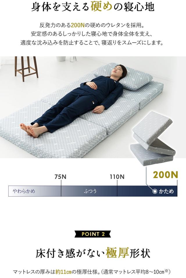 EMOOR LUXE 三つ折り マットレス 折りたたみ 高反発 ウレタン 極厚