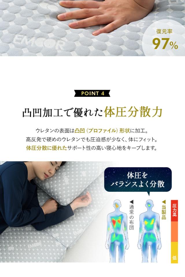 EMOOR LUXE 三つ折り マットレス 折りたたみ 高反発 ウレタン 極厚