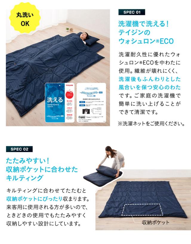 ウルトラコンパクト 布団4点セット シングル 収納ケース付き 折りたたみ 掛け布団 敷き布団 枕 日本製 省スペース