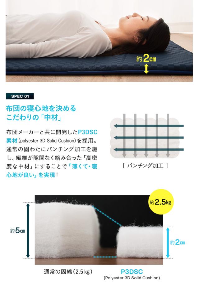 ウルトラコンパクト 布団4点セット シングル 収納ケース付き 折りたたみ 掛け布団 敷き布団 枕 日本製 省スペース