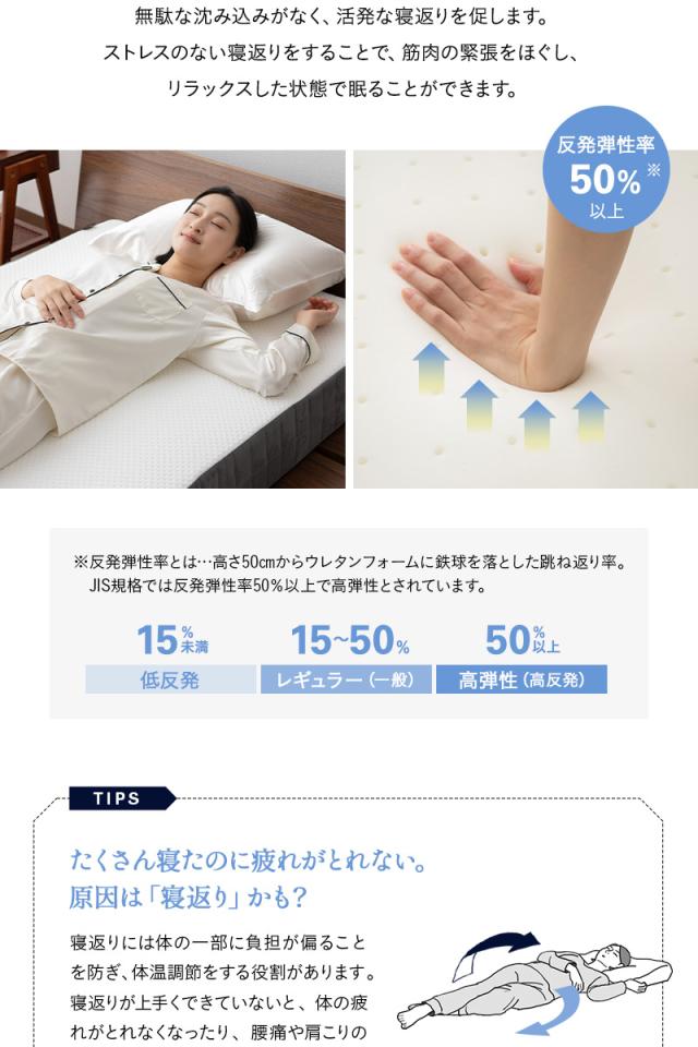 ロイヤル ノンコイルマットレス シングル 2層構造 極厚 最厚 15cm 高弾性 高反発 ウレタン 体圧分散 ROYAL