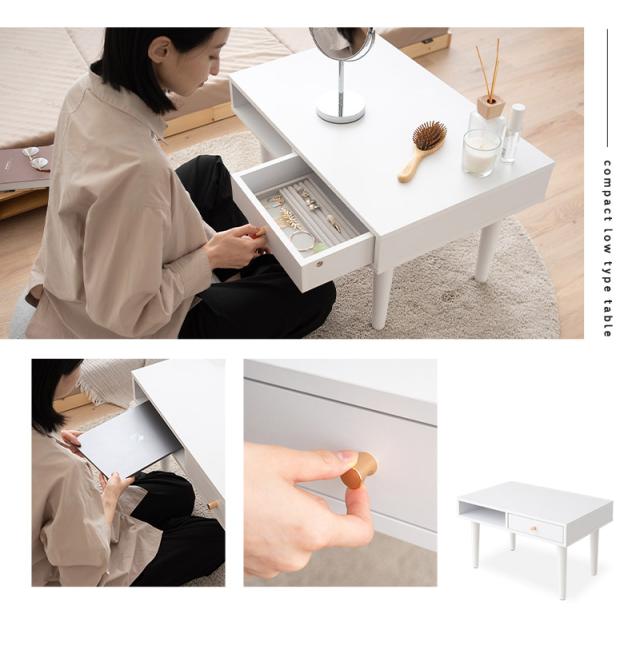 引き出し付き テーブル ロータイプ 幅70cm ローテーブル サイドテーブル ドレッサー 鏡台 デスク 机 作業台 Mystic