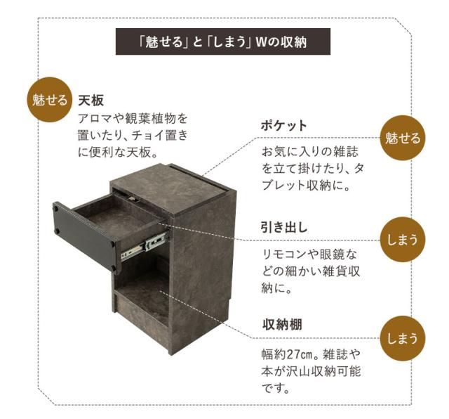 ナイトテーブル サイドテーブル 脇机 ミニテーブル コーヒーテーブル 本棚 収納付き 引き出し付き 2口コンセント付き テーブル 机