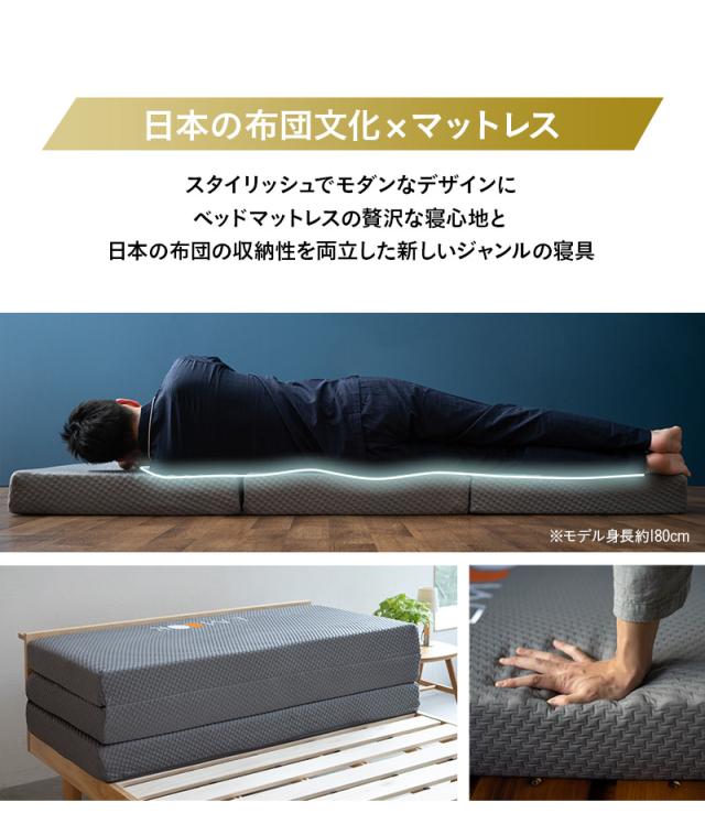 グランドマットレス マットレス ダブル 三つ折り 折りたたみ 極厚 高反発 ウレタン かため GRAND
