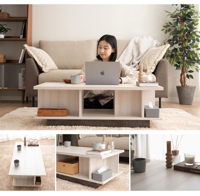 センターテーブル ローテーブル リビングテーブル ソファテーブル 幅105cm 大容量 収納付き 本棚 テーブル デスク 机 食事 仕事