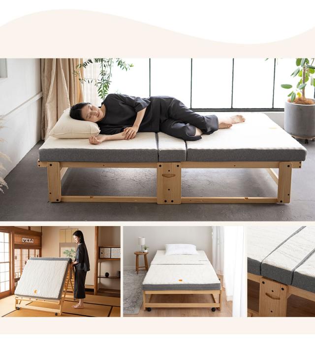 折りたたみベッド専用 マットレス シングル 変則3つ折り 折りたたみ 2層構造 滑り止め加工 敷いたまま折りたためる