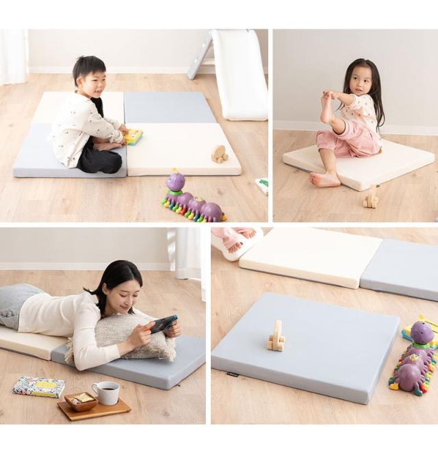 プレイマット ジョイントマット 60×60cm 正方形 パネル 4枚セット 撥水 騒音緩和 衝撃吸収 リバーシブル 赤ちゃん 子供 暮らしに馴染む