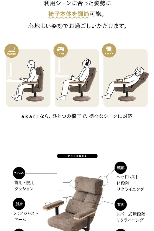 あかり プレミアム 回転高座椅子 リクライニングチェア パーソナルチェア 疲れにくい