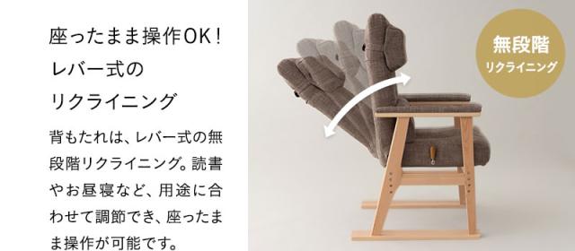 あかり 高座椅子 リクライニングチェア 可動式クッション付き 頭部 腰部 フィット 高さ調節 角度調節 腰が楽 腰痛