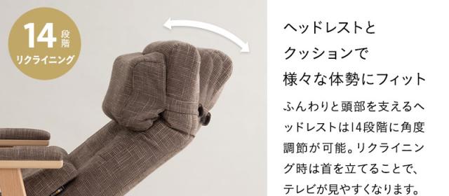 あかり 高座椅子 リクライニングチェア 可動式クッション付き 頭部 腰部 フィット 高さ調節 角度調節 腰が楽 腰痛