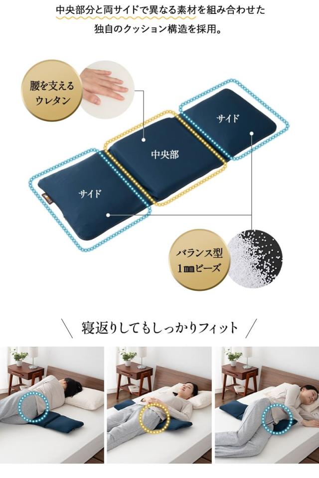 すき間を埋める 腰まくら 腰枕 ビーズクッション 高さ調節シート付き 腰痛 猫背 反り腰