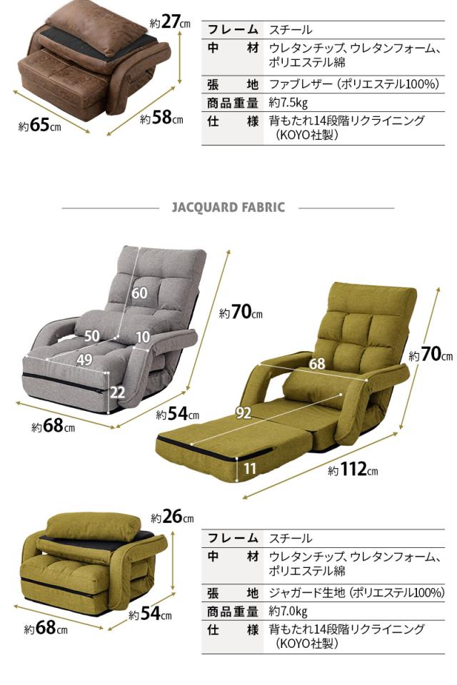 肘付き 座椅子 リクライニングチェア ソファ チェア オットマン ベッド 3WAY 一人用 コンパクト Mollet