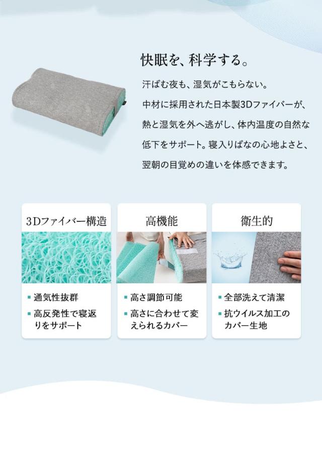 スカイブリージー ピロー 枕 36×54cm 抗ウィルス 通気性抜群 3Dファイバー SKY BREEZY