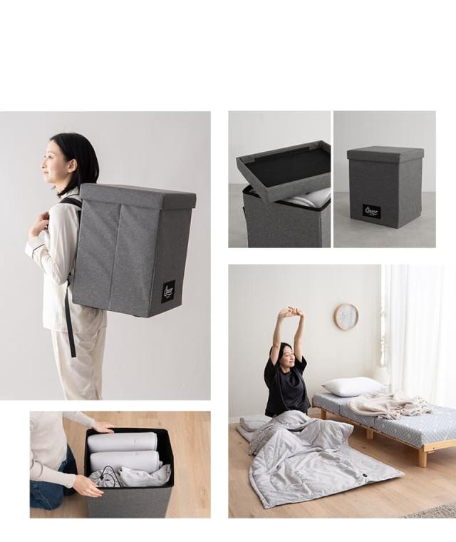 寝具コンビニ 布団4点セット コンパクト 収納バッグ付き 折りたたみ 掛け布団 敷き布団 枕 日本製 省スペース