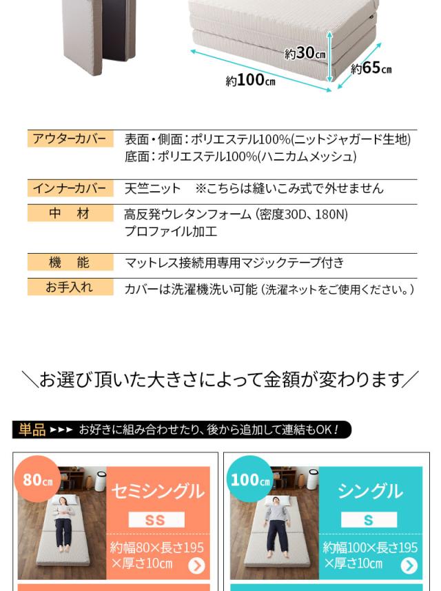 ファミリーマットレス 連結可能 ファミリーサイズ 三つ折り 折りたたみ 高反発 マットレス EMOOR SUPPORT