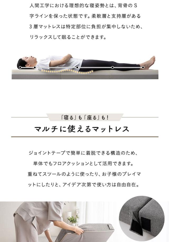 フロアクッション ごろ寝マットレス コンパクトマットレス 幅65cm 分割 ジョイント 高反発 車中泊 アウトドア 子供用 来客用