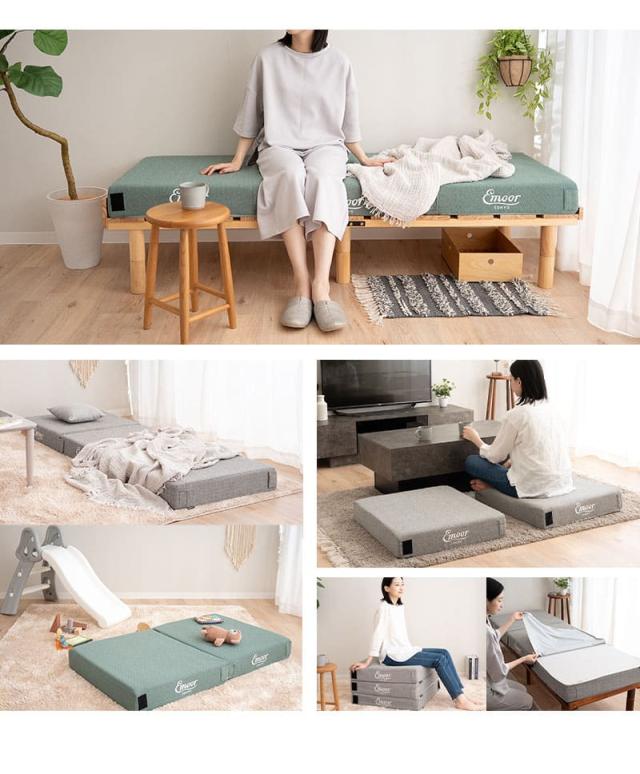 フロアクッション ごろ寝マットレス コンパクトマットレス 幅65cm 分割 ジョイント 高反発 車中泊 アウトドア 子供用 来客用